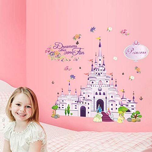 LSWSSD Romantic Princess Dream Castle Wall Stickers For Girls Room Decoration Accessories Nursery Kids Room Pc Mural Art Poster Gifts,Multi