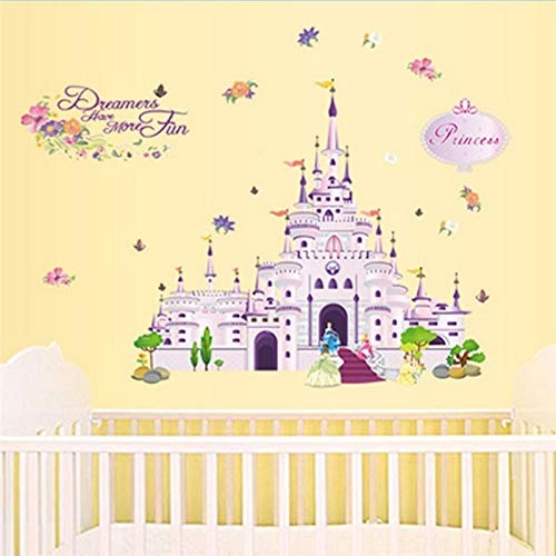 LSWSSD Romantic Princess Dream Castle Wall Stickers For Girls Room Decoration Accessories Nursery Kids Room Pc Mural Art Poster Gifts,Multi