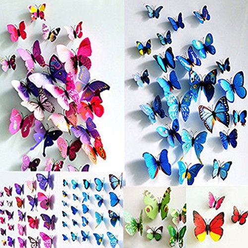 ALCYONEUS alkyoneus 12 PCS 3D PVC Schmetterlinge Schmetterling DIY Wand Wandbild Aufkleber Art Aufkleber Home Decor schwarz