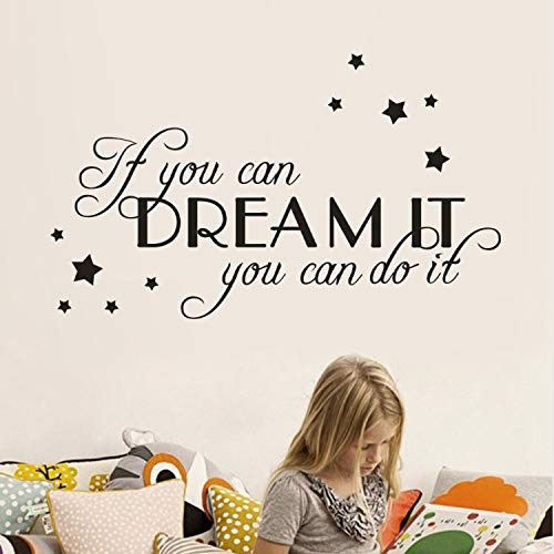 Asade If You Can Dream Removable Quote Lettering Art Removable Vinyl Decal Mural Living Room Bedroom Decor Wall Stickers Decor DIY