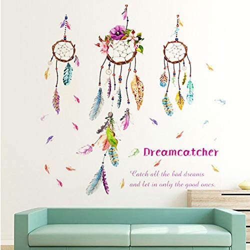 Asade New Lucky Dream Catcher Feathers Wall Sticker Mural Art Vinyl Decals Home Decor Fashion