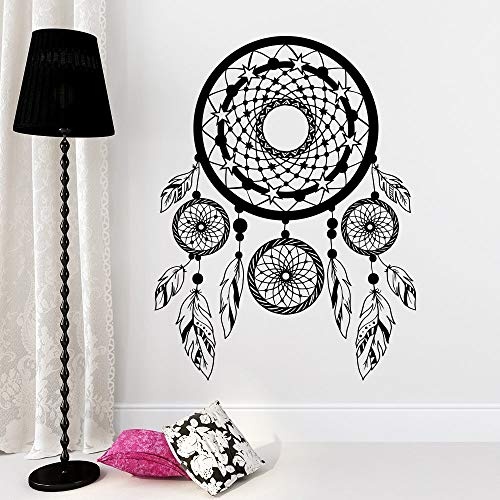 B557*75cm ohemian Dream Catcher Wall Decals Feather Boho Art Fashion Bedroom Decor Dreamcatcher Vinyl Stickers Homaud