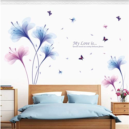 Asade Dream Orchids Large Wall Stickers Flowers Home Decor Living Room Art Decals Wallpaper Removable