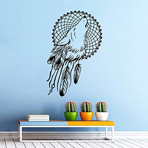 56x85cm Wolf Dream Catcher Wall Decal Removable Wall Mural Headboard Art Bedroom Decor Feather Dreamcatcher Hangia