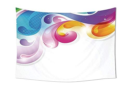 daawqee Tapestry Wall Hanging Colorful Abstract Splash Drops with Computer Digital Concept Paintbrush Effect Multi Wall Art for Living Room Bedroom Dorm Decor
