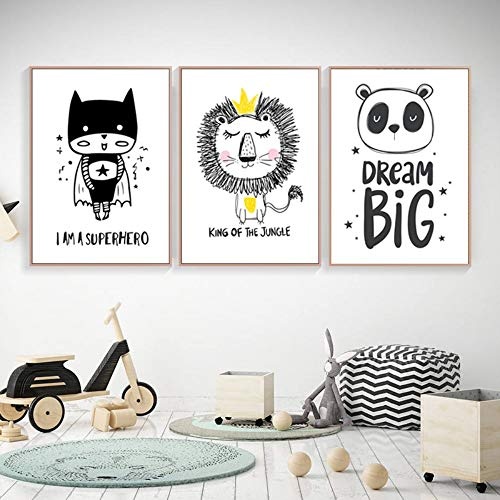 Dekorative Malerei Cartoon Dream Big Waldtieren Leinwand drucken Gemälde an der Wand Kunst Bild Poster auf Leinwand Geschenk für Kinder Zimmer Einrichtung kein Rahmen 50 × 70 cm