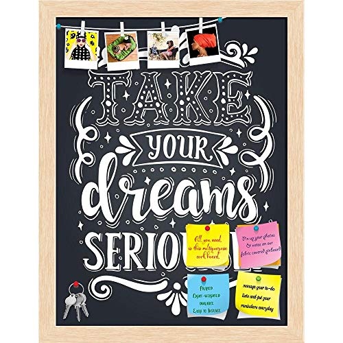 Artzfolio Take Your Dreams Seriously Typography Art Printed Bulletin Board Notice Pin Board | Natural Brown Frame 16 X 21Inch