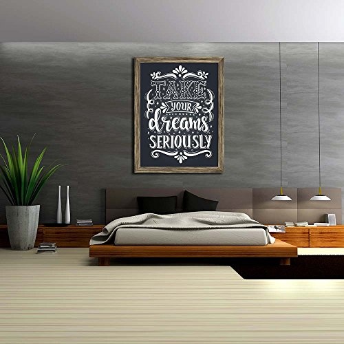 Pitaara Box Take Your Dreams Seriously Typography Art Canvas Painting Antique Golden Frame 17 X 22.3Inch