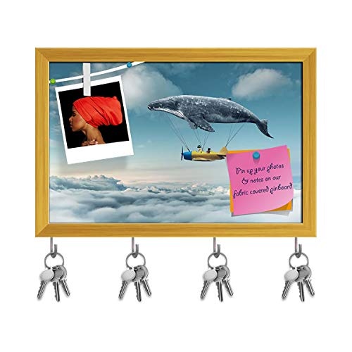 ArtzFolio Take Me to The Dream D2 Key Holder Hooks | Notice Pin Board | Golden Frame 15.1 X 10Inch