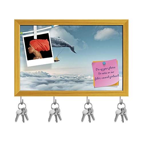 ArtzFolio Take Me to The Dream D2 Key Holder Hooks | Notice Pin Board | Golden Frame 18.3 X 12Inch