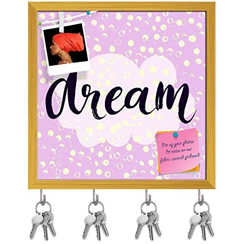 ArtzFolio Dream Key Holder Hooks | Notice Pin Board | Golden Frame 20 X 20Inch