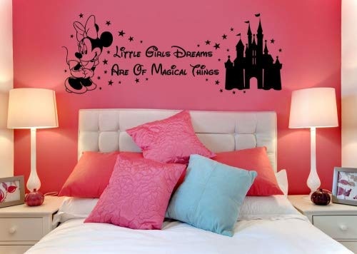 Disney Minnie Maus Magische Dinge Castle Kinder S Vinyl Wall Art Sticker Aufkleber Wandbild Transfer Schablone Modern schwarz