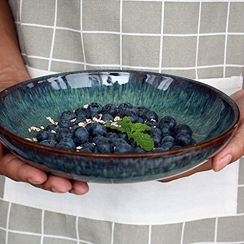 Vintage Ink Green Ceramic Bowl Große Kapazität Obstteller Salatplatte Kreative Unterglasur Farbe Startseite Ramen Schüssel Geschirr