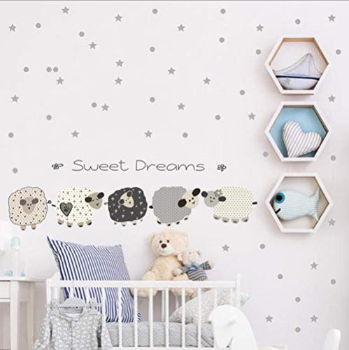 wassaw Sweet Dream Warm Quotes Wall Stickers Funny Animals Sleep Color Decals for Kids Nursery Room Decoration for The House Modern Art