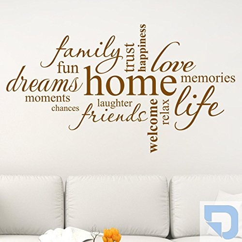 DESIGNSCAPE® Wandtattoo Home Wortwolke: family, dreams, fun, moments, chances, laughter, friends, welcome, relax, life, memories, love, trust... 160 x 91 cm (Breite x Höhe) pastell-blau DW803378-L-F99