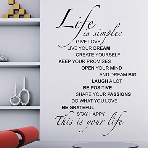 DESIGNSCAPE® Wandtattoo Life is simple: Give love, live your dream, create yourself, keep your promises, open your mind and dream big... 113 x 180 cm (Breite x Höhe) pastell-blau DW801050-L-F99