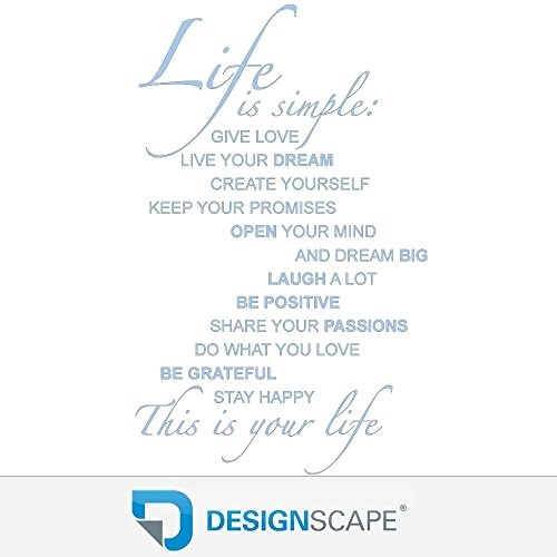 DESIGNSCAPE® Wandtattoo Life is simple: Give love, live your dream, create yourself, keep your promises, open your mind and dream big... 113 x 180 cm (Breite x Höhe) pastell-blau DW801050-L-F99