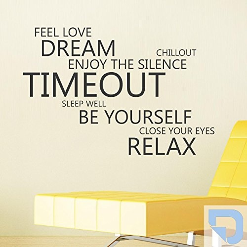 DESIGNSCAPE® Wandtattoo Timeout: feel love, dream, chillout, enjoy the silence, sleep well, be yourself, close your eyes, relax 160 x 107 cm (Breite x Höhe) pastell-blau DW803014-L-F99
