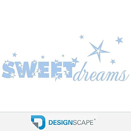 DESIGNSCAPE® Wandtattoo Sweet Dreams Schriftzug mit Sternen 180 x 67 cm (Breite x Höhe) pastell-blau DW803019-L-F99