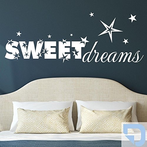 DESIGNSCAPE® Wandtattoo Sweet Dreams Schriftzug mit Sternen 180 x 67 cm (Breite x Höhe) pastell-blau DW803019-L-F99