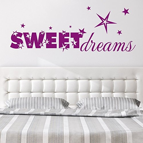 DESIGNSCAPE® Wandtattoo Sweet Dreams Schriftzug mit Sternen 180 x 67 cm (Breite x Höhe) pastell-blau DW803019-L-F99