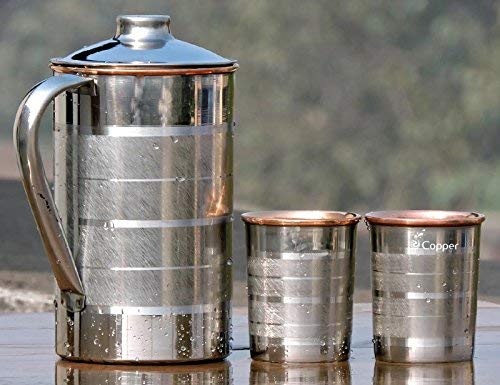 SKAVIJ Tsjs1 Indisch Handgemachte Krug Rostfreier Stahl Cocktails Mit 2 Wassergläsern 1.6 Liter