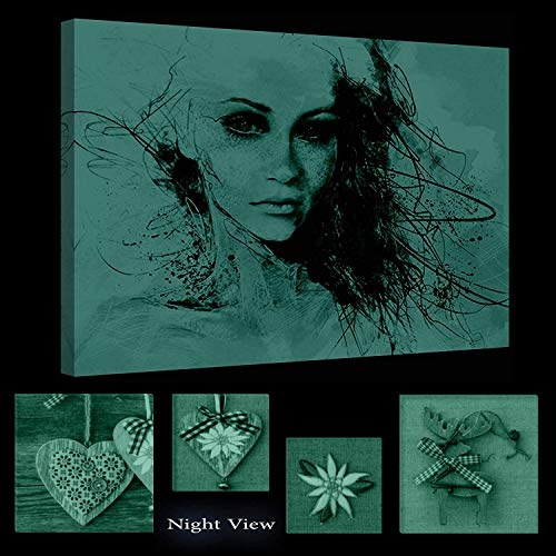 Eco Light Leinwand Wand Art Paket Dream Girl und Lovely Rustikal Collage Set von 4 Art Dual View Surprise Artwork modernen gerahmt fertig zum Aufhängen Art Wand, weiß, 60 x 90 cm