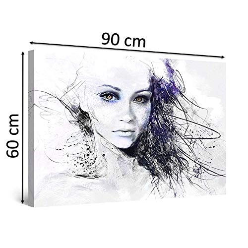 Eco Light Leinwand Wand Art Paket Dream Girl und Lovely Rustikal Collage Set von 4 Art Dual View Surprise Artwork modernen gerahmt fertig zum Aufhängen Art Wand, weiß, 60 x 90 cm