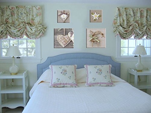 Eco Light Leinwand Wand Art Paket Dream Girl und Lovely Rustikal Collage Set von 4 Art Dual View Surprise Artwork modernen gerahmt fertig zum Aufhängen Art Wand, weiß, 60 x 90 cm