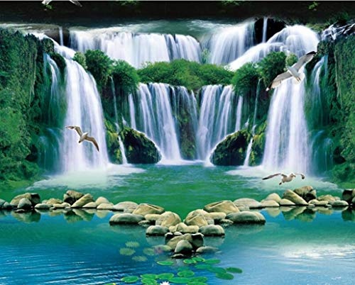 Yosot 3D Tapete Dream Wasserfall Fließenden Wasser Grünen Wald Badezimmer Schlafzimmer Böden Design- Boden 3D-Bodenbelag-400Cmx280Cm