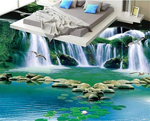 Yosot 3D Tapete Dream Wasserfall Fließenden Wasser Grünen Wald Badezimmer Schlafzimmer Böden Design- Boden 3D-Bodenbelag-400Cmx280Cm