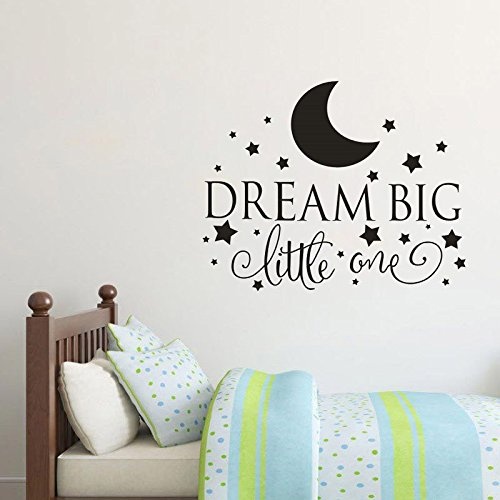 Dream Big Little One zitiert Wandtattoo, Kinderzimmer Wandaufkleber Baby Schlafzimmer Art Decor, Kinder Wandaufkleber Sterne Wandtattoos