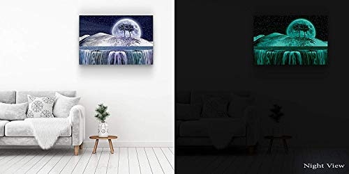 Eco Light Art Wand Leinwand Bundle Fantasy Dream World abstrakten Landschaft Modern M blau