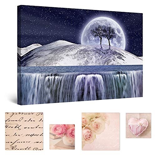 Eco Light Art Wand Leinwand Bundle Fantasy Dream World abstrakten Landschaft Modern M blau