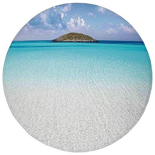 Round Rug Mat Carpet,Ocean,Paradise Beach in Caribbean...