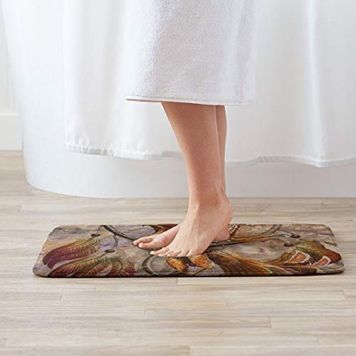 Dimension Art Dream Catcher Memory Foam Bath Mat Non Slip Absorbent Super Cozy Soft Velvet Bathroom Rug Carpet, 19.7" X 31.5"