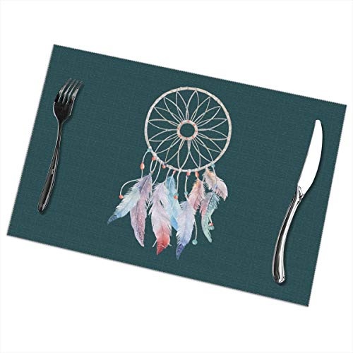 Dimension Art Dream Catcher Placemats Set of 4 for Dining Table Washable Polyester Placemat Non-Slip Wear and Heat Resistant Kitchen Table Mats Easy to Clean
