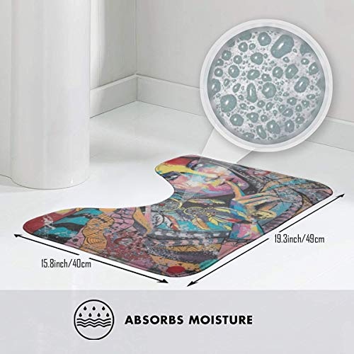 Dimension Art Dream Catcher Contour Bath Rugs Non-Slip Soft and Absorbent Memory Foam U-Shaped Bathroom Bath Mats Rug Carpet