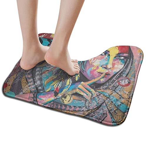 Dimension Art Dream Catcher Contour Bath Rugs Non-Slip Soft and Absorbent Memory Foam U-Shaped Bathroom Bath Mats Rug Carpet