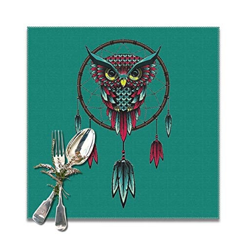 Dimension Art Dream Catcher Placemats Set of 6/4 for Dining Table Washable Polyester Placemat Non-Slip Wear and Heat Resistant Kitchen Table Mats Easy to Clean, 12x12 In