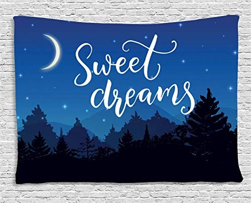 MLNHY Quote Tapestry, Sweet Dreams Good Night Wish...