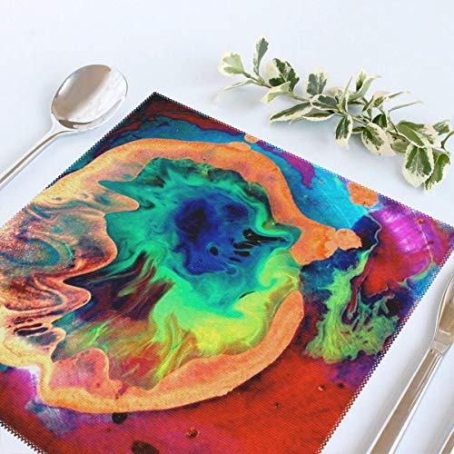 Dimension Art Lucid Dream Placemats Set of 6/4 for Dining Table Washable Polyester Placemat Non-Slip Wear and Heat Resistant Kitchen Table Mats Easy to Clean, 12x12 In
