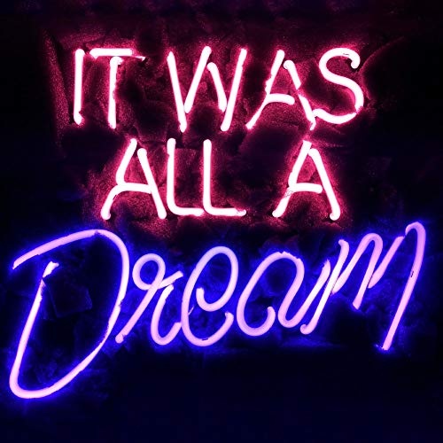 LiQi TM Neonschild mit Aufschrift It was All A Dream, 35,6 x 29,5 cm, echtes Glas, Acryl, handgefertigt, für Zuhause, Schlafzimmer, Pub, Hotel, Strand, Freizeit-Spielzimmer, Dekoration