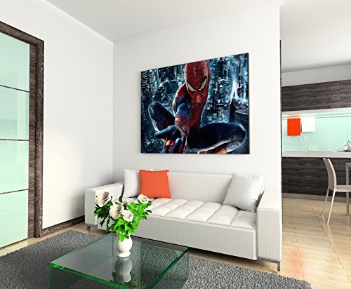 Spider Man City Wandbild 120x80cm XXL Bilder und Kunstdrucke auf Leinwand