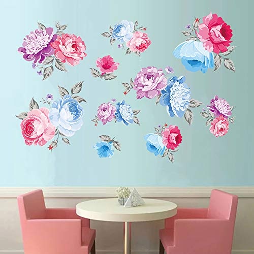 decalmile Wandtattoo Blumen Rosen Wandsticker Wandaufkleber Wohnzimmer Schlafzimmer Wanddeko
