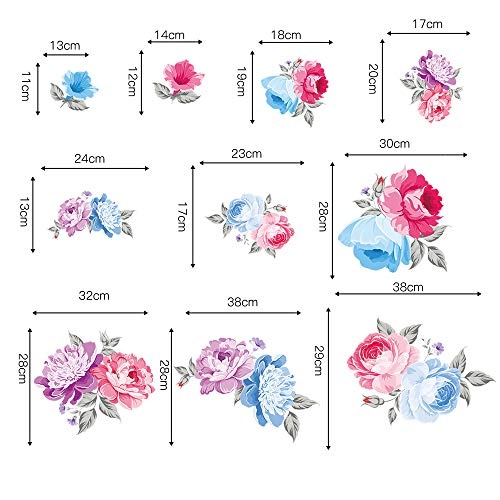 decalmile Wandtattoo Blumen Rosen Wandsticker Wandaufkleber Wohnzimmer Schlafzimmer Wanddeko