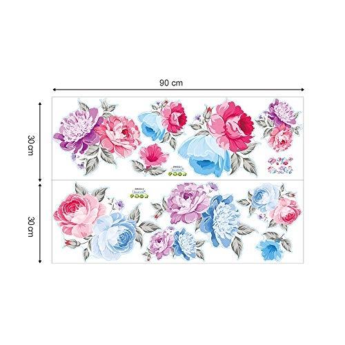 decalmile Wandtattoo Blumen Rosen Wandsticker Wandaufkleber Wohnzimmer Schlafzimmer Wanddeko