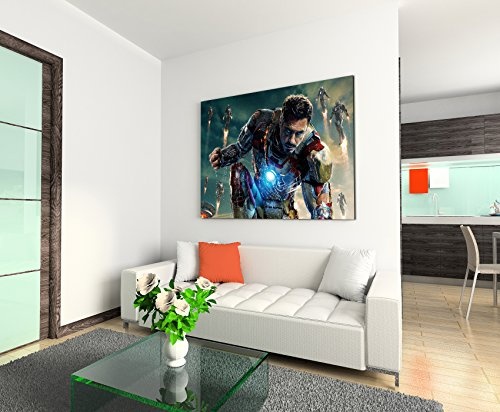 Iron Man Fight Wandbild 120x80cm XXL Bilder und Kunstdrucke auf Leinwand