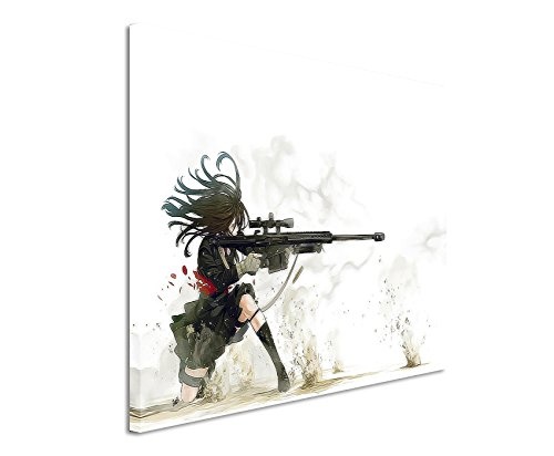 Anime Sniper Girl Wandbild 120x80cm XXL Bilder und Kunstdrucke auf Leinwand