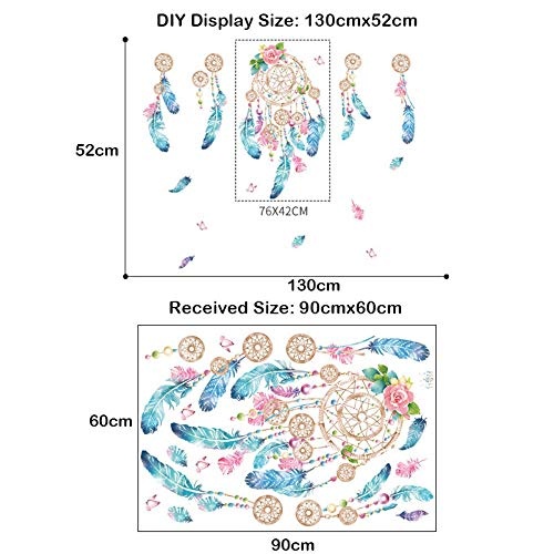 Wandaufkleber Bunte Feder Fangen Monternet Dream Catcher Art Design Aufkleber Dekoration Wohnzimmer Kinderzimmer Tür Aufkleber